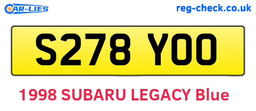 S278YOO are the vehicle registration plates.