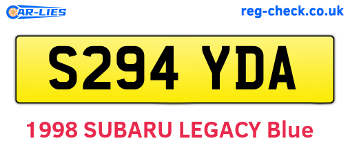 S294YDA are the vehicle registration plates.