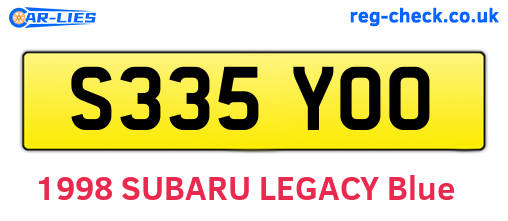 S335YOO are the vehicle registration plates.