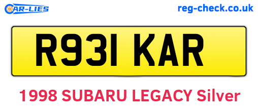R931KAR are the vehicle registration plates.