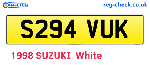 S294VUK are the vehicle registration plates.