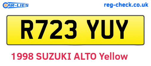 R723YUY are the vehicle registration plates.