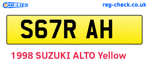 S67RAH are the vehicle registration plates.