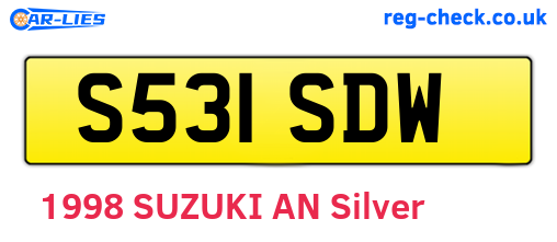 S531SDW are the vehicle registration plates.