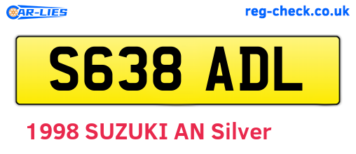 S638ADL are the vehicle registration plates.