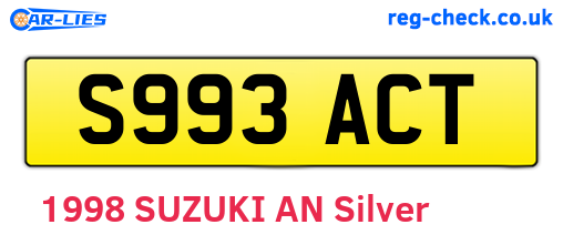 S993ACT are the vehicle registration plates.