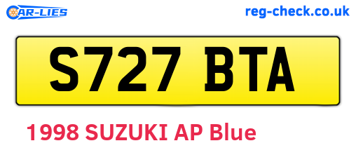 S727BTA are the vehicle registration plates.