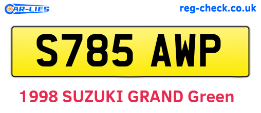S785AWP are the vehicle registration plates.