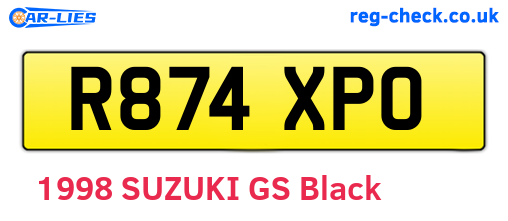 R874XPO are the vehicle registration plates.