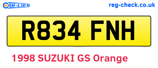 R834FNH are the vehicle registration plates.
