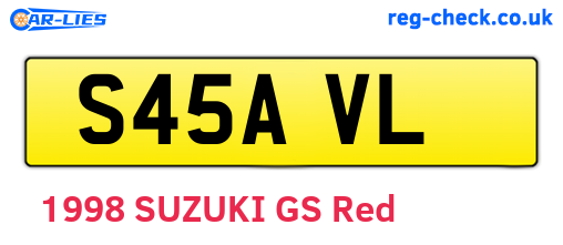 S45AVL are the vehicle registration plates.