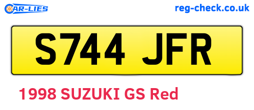 S744JFR are the vehicle registration plates.