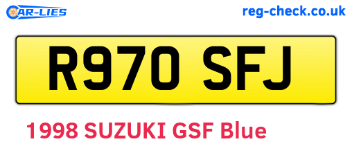 R970SFJ are the vehicle registration plates.