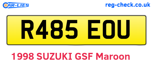 R485EOU are the vehicle registration plates.