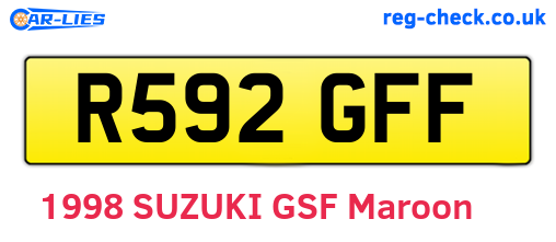 R592GFF are the vehicle registration plates.