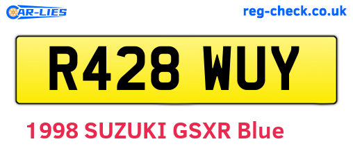 R428WUY are the vehicle registration plates.