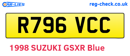 R796VCC are the vehicle registration plates.