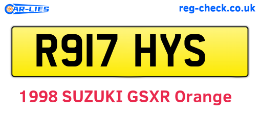 R917HYS are the vehicle registration plates.