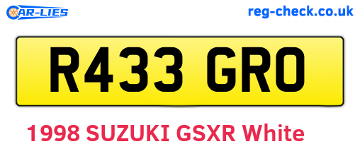 R433GRO are the vehicle registration plates.