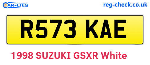 R573KAE are the vehicle registration plates.