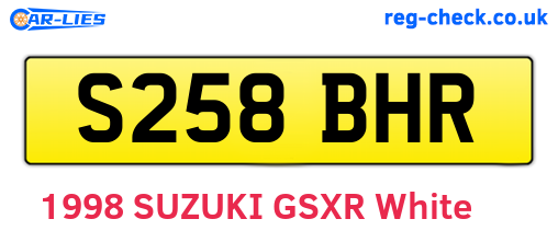 S258BHR are the vehicle registration plates.