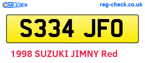 S334JFO are the vehicle registration plates.