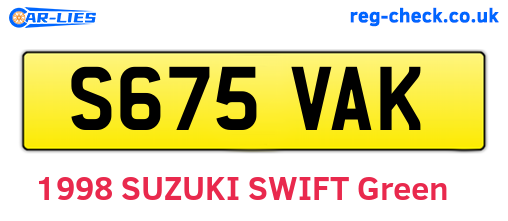 S675VAK are the vehicle registration plates.