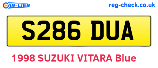 S286DUA are the vehicle registration plates.