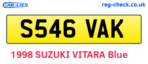 S546VAK are the vehicle registration plates.