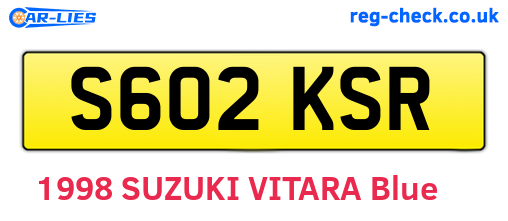 S602KSR are the vehicle registration plates.