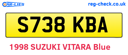 S738KBA are the vehicle registration plates.