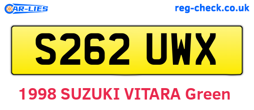 S262UWX are the vehicle registration plates.