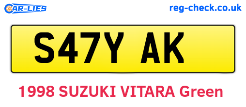 S47YAK are the vehicle registration plates.