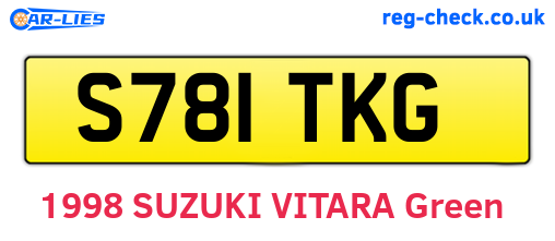 S781TKG are the vehicle registration plates.