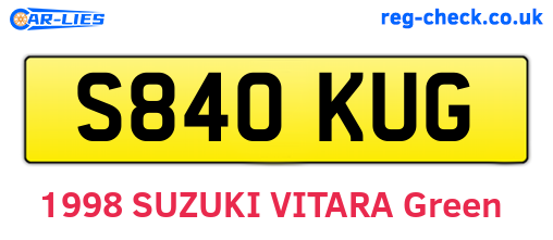 S840KUG are the vehicle registration plates.