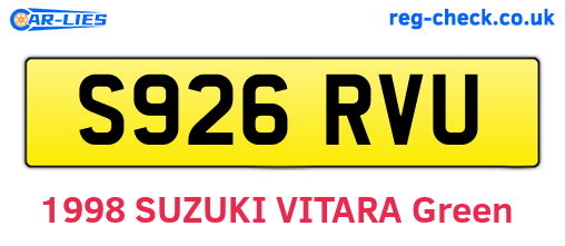 S926RVU are the vehicle registration plates.