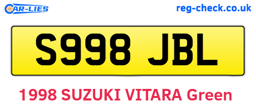 S998JBL are the vehicle registration plates.