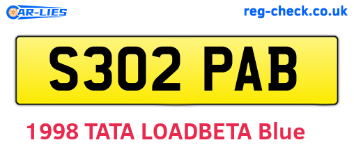 S302PAB are the vehicle registration plates.