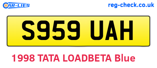 S959UAH are the vehicle registration plates.