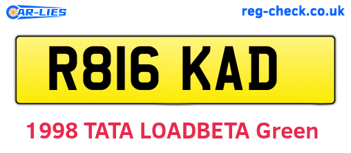 R816KAD are the vehicle registration plates.