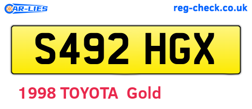 S492HGX are the vehicle registration plates.