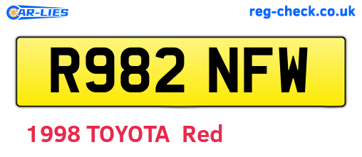 R982NFW are the vehicle registration plates.