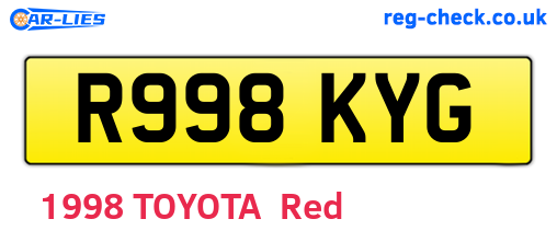 R998KYG are the vehicle registration plates.