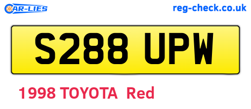 S288UPW are the vehicle registration plates.