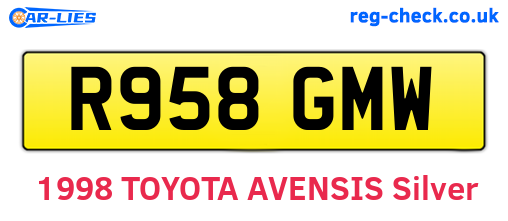 R958GMW are the vehicle registration plates.