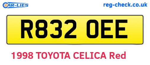 R832OEE are the vehicle registration plates.