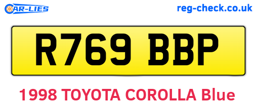 R769BBP are the vehicle registration plates.