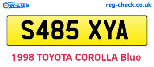 S485XYA are the vehicle registration plates.