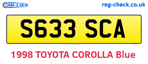 S633SCA are the vehicle registration plates.