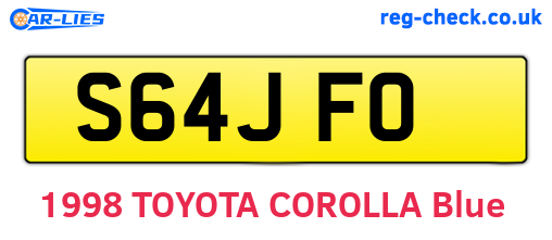 S64JFO are the vehicle registration plates.
